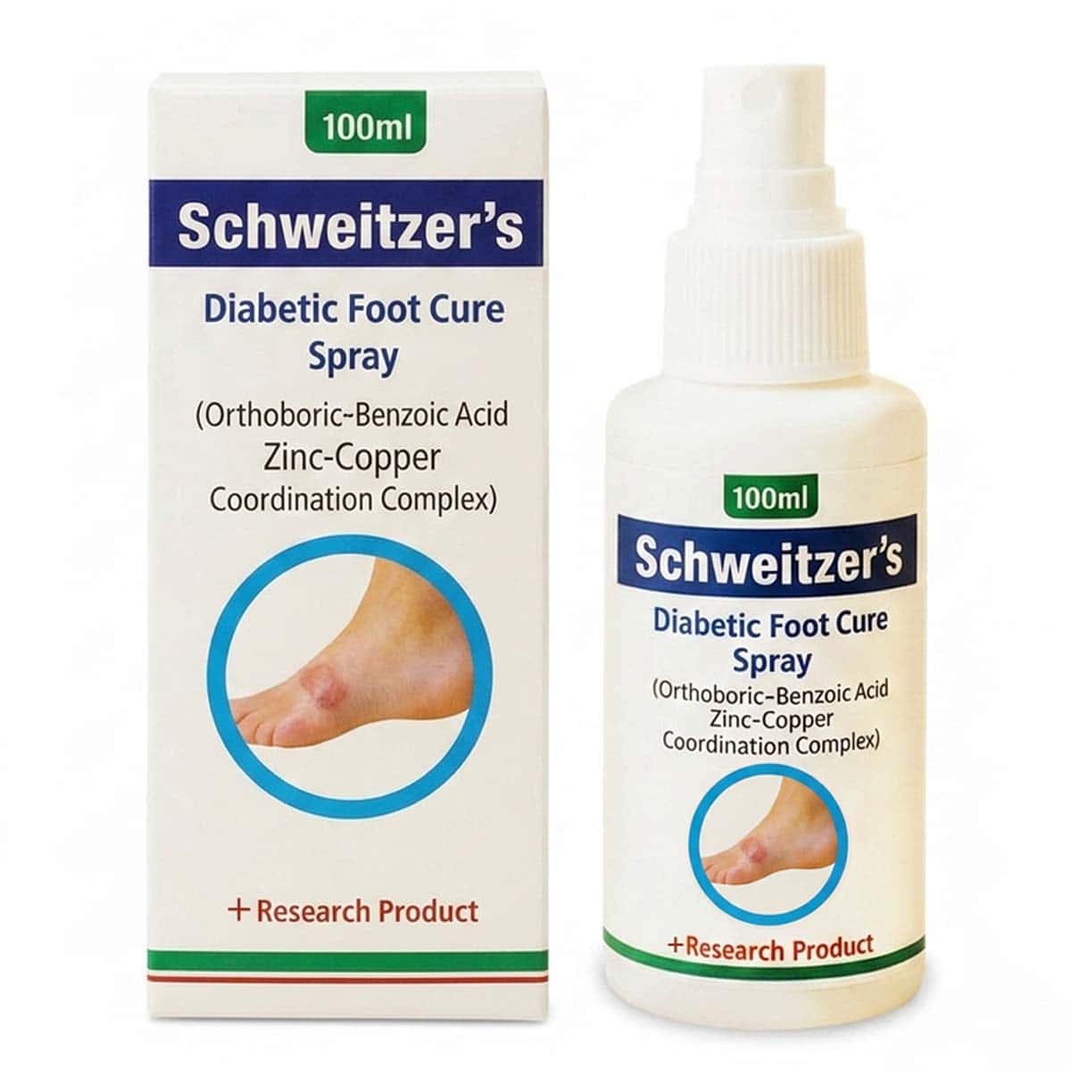 Schweitzer's Diabetic Foot Cure Spray 100ml — heals dry cracked skin for diabetic foot care Pakistan